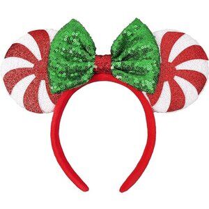 DLZDIS1 Disney Parks Minnie Ears Lollipop Disneyland Sequins Candy Cane Headband